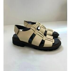 Maguire Leather Fisherman Caged Chunky Open Toe Sandals Velcro Cream - Size 40